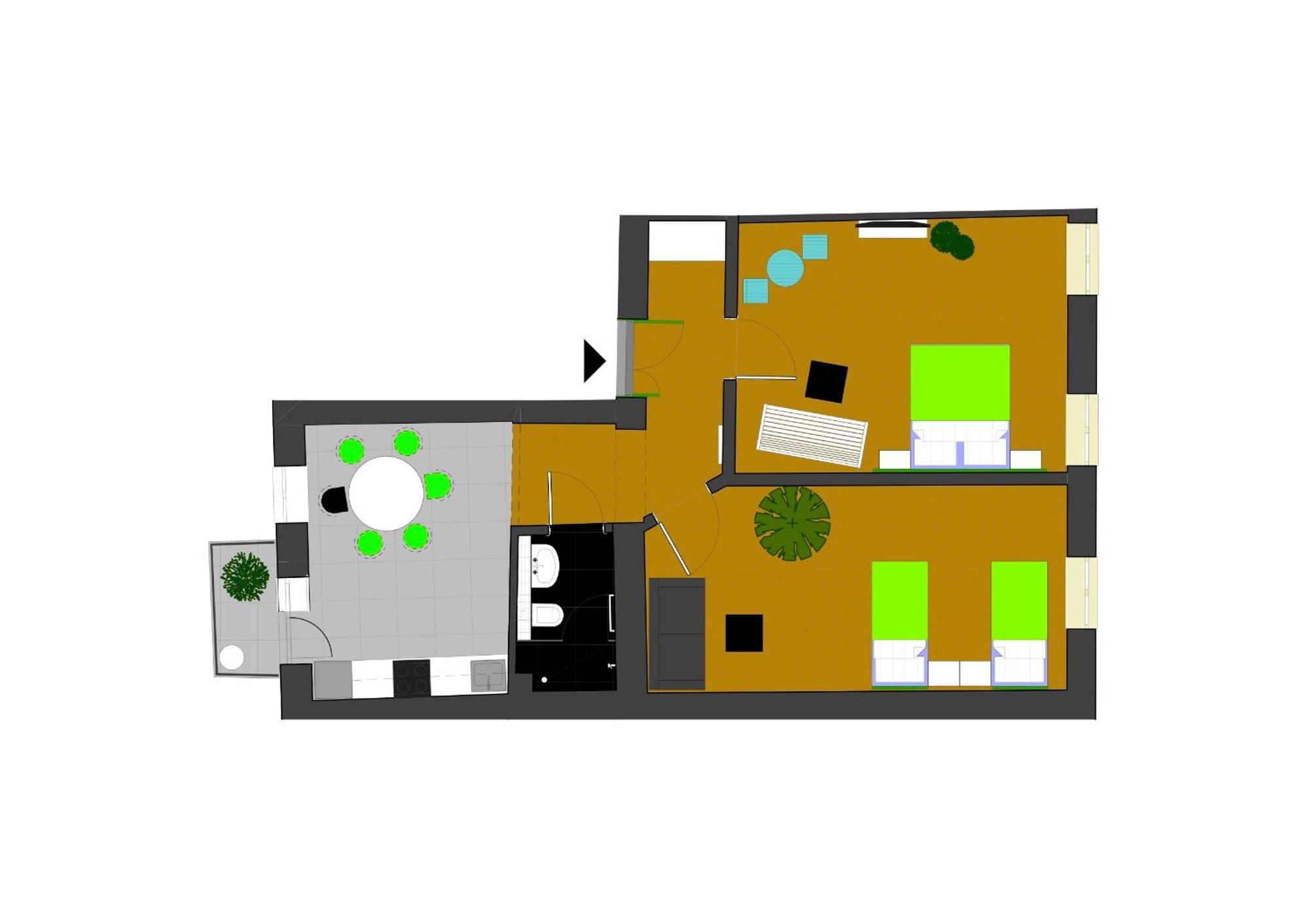Two-Bedroom Apartment air condition balcony